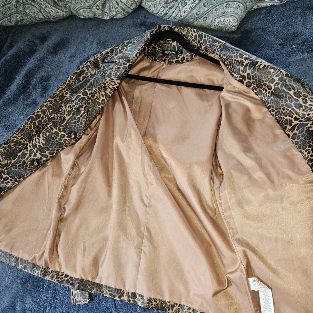 Nastygal Leopard Trench Rain Coat Size 4 - Picture 9 of 9